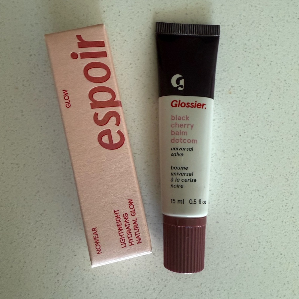 Glossier Black Lip black cherry 🍒 Balm Gloss and espoir korean lipbalm